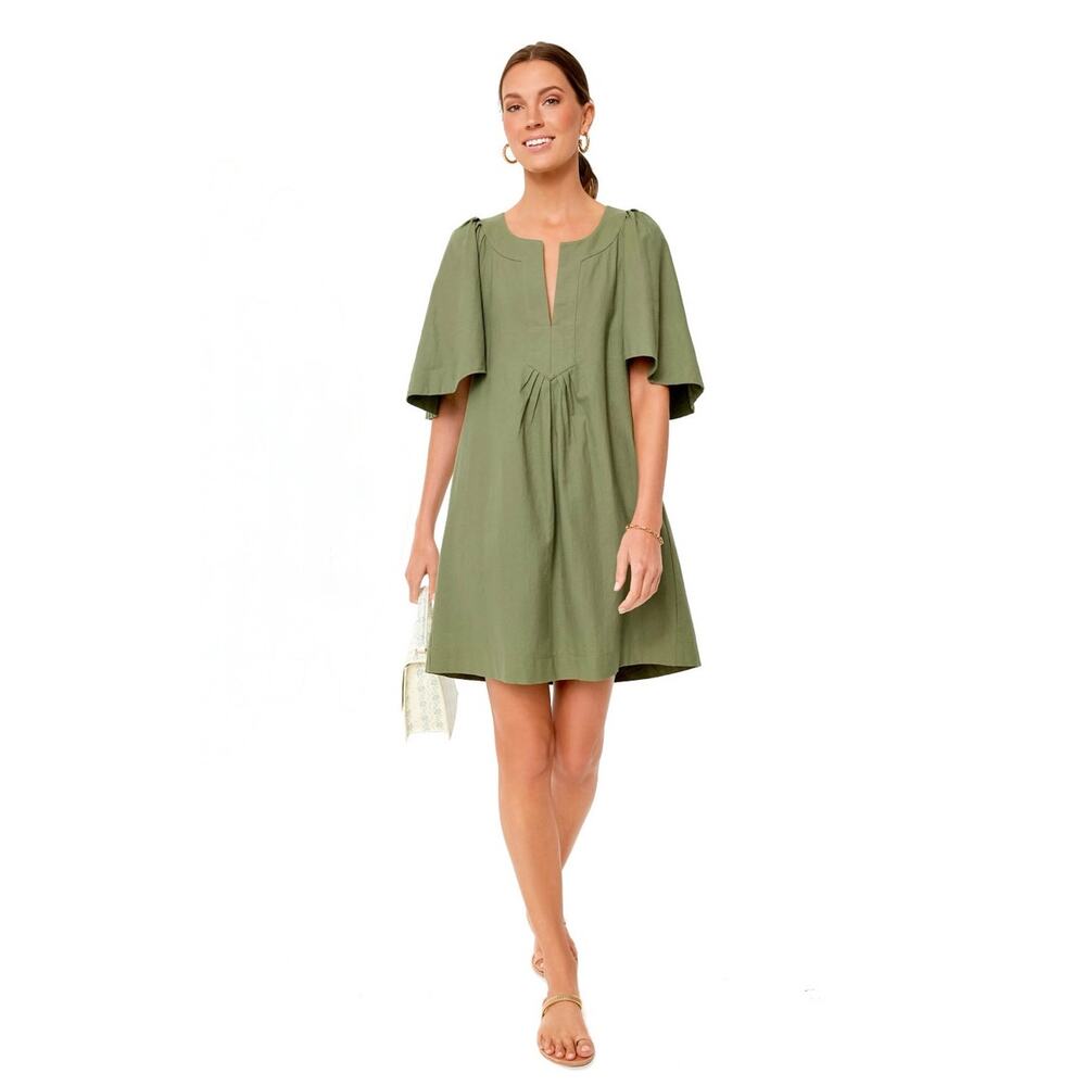 Pomander Place Finley Flutter Sleeve Mini Dress Olive Green XS